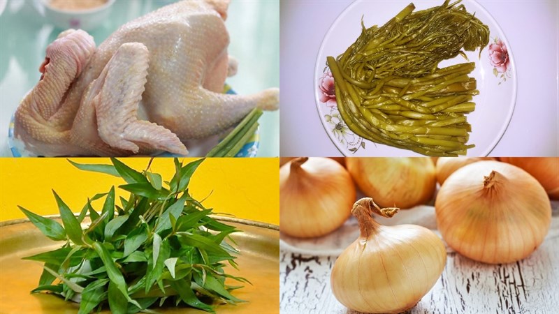 Nguyên liệu món ăn gỏi gà rau móp