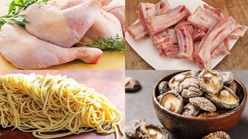 Nguyên liệu món ăn 2 cách làm mì gà quay da giòn