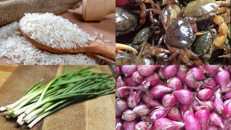 Nguyên liệu món ăn 3 món cháo cua đồng