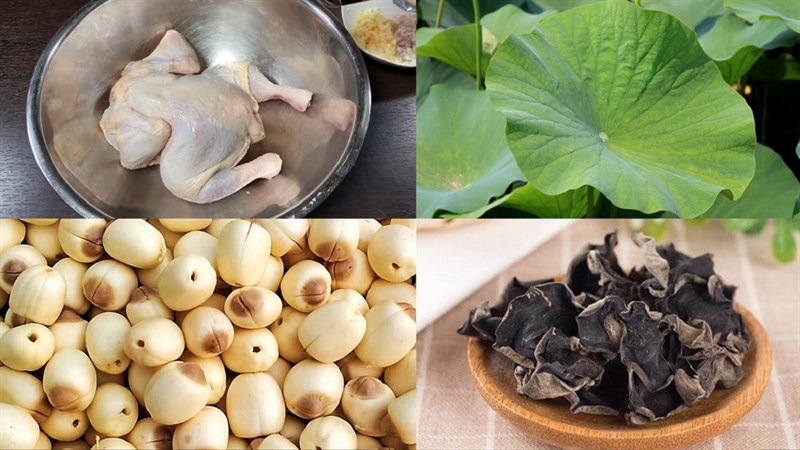Nguyên liệu món ăn gà hấp lá sen