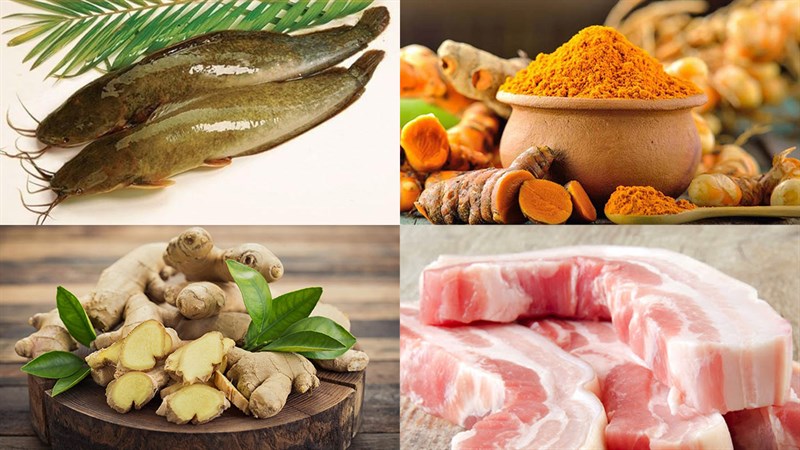 Nguyên liệu món ăn 3 cách làm cá trê kho gừng, cá trê kho nghệ