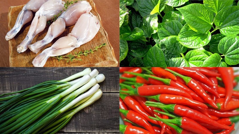Nguyên liệu món ăn cách làm ếch nướng lá lốt