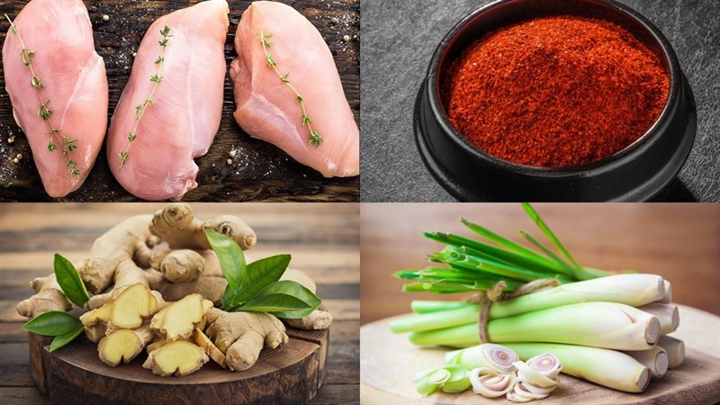 Nguyên liệu món ăn khô gà xé cay