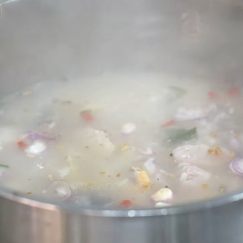 Bước 4 Nấu cháo Cháo cá lóc nước cốt dừa