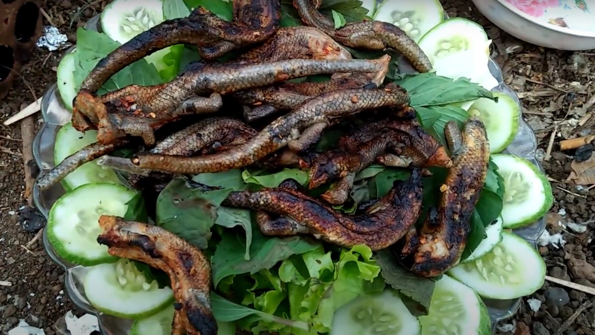 Rắn mối nướng muối ớt