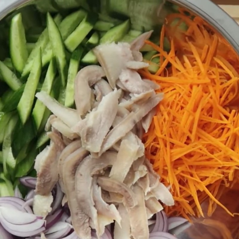 Bước 4 Trộn gỏi Gỏi da heo dưa leo