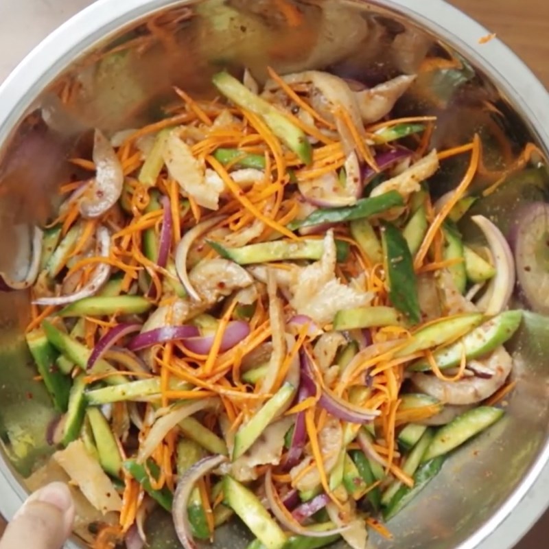 Bước 4 Trộn gỏi Gỏi da heo dưa leo