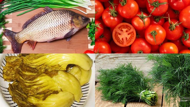 Nguyên liệu món ăn lẩu cá chép om dưa