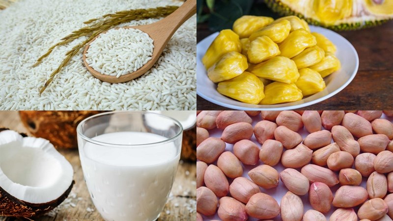 Nguyên liệu món ăn xôi mít bằng nồi cơm điện