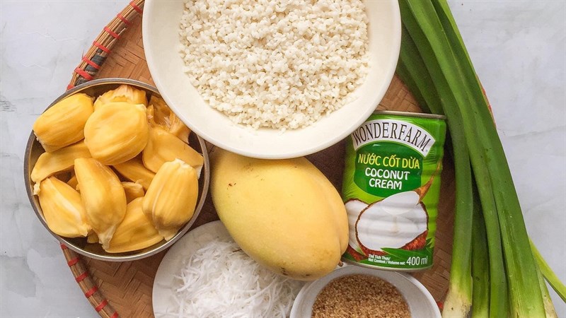 Nguyên liệu món ăn xôi mít bằng nồi cơm điện