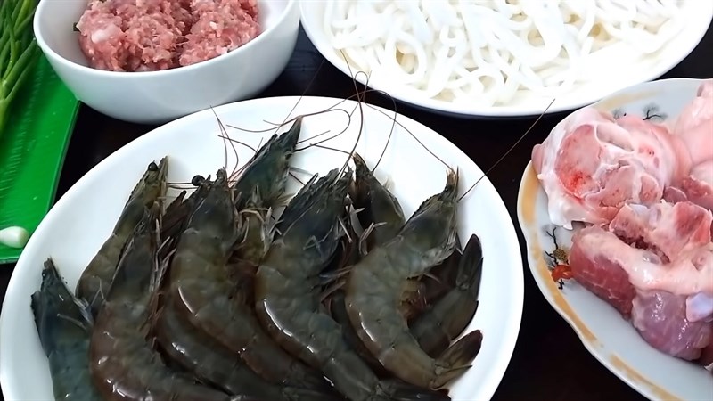 Nguyên liệu món ăn 3 món bánh canh tôm