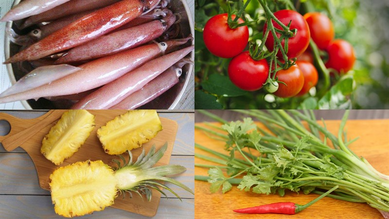 Nguyên liệu món ăn bún mực phú yên