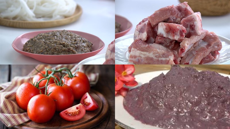 Nguyên liệu món ăn canh bún riêu cua