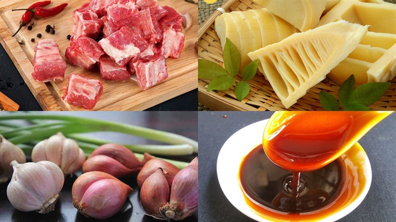 Nguyên liệu món ăn sườn kho măng
