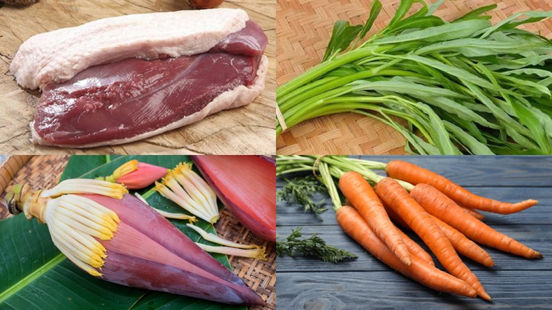 Nguyên liệu món ăn gỏi vịt rau muống