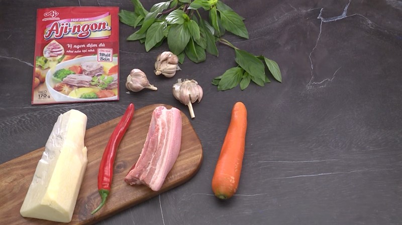 Nguyên liệu món ăn củ hũ dừa xào thịt ba chỉ