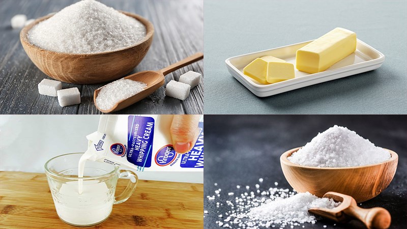 Nguyên liệu món ăn sốt caramel mặn và sốt carmel bằng sữa đặc