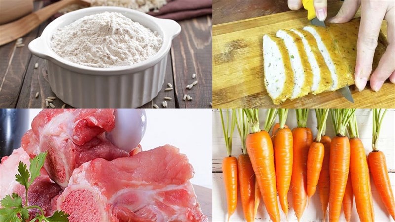Nguyên liệu món ăn bánh canh gõ gáo dừa chả cá lăng