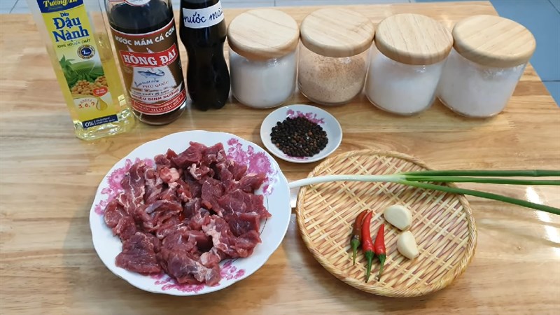Nguyên liệu món ăn thịt trâu kho tàu và kho tiêu