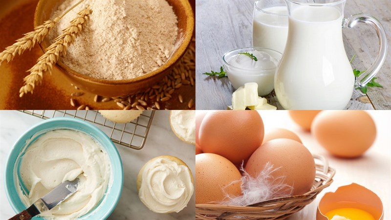 Nguyên liệu món ăn bánh chiffon cuộn kem