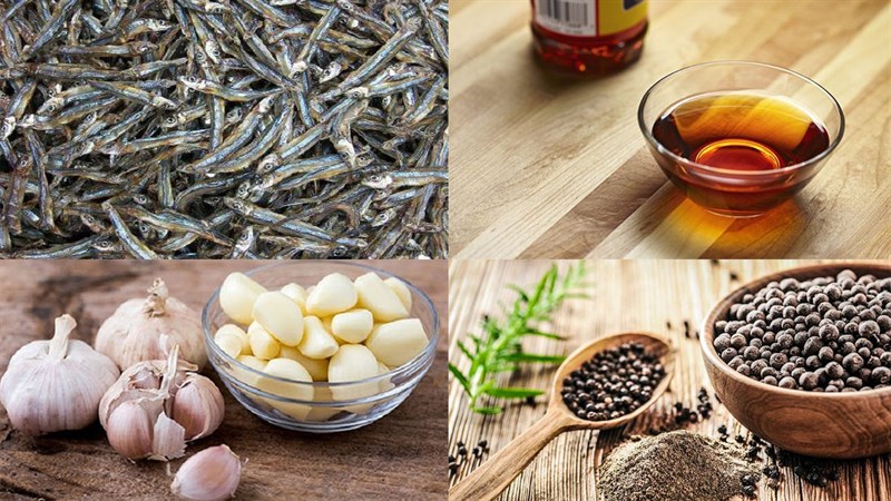 Nguyên liệu món ăn khô cá cơm kho tiêu