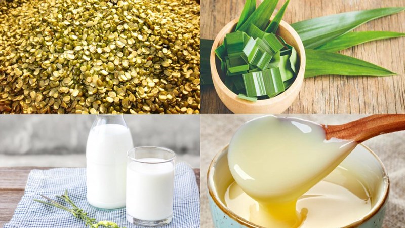 Nguyên liệu món ăn sữa đậu xanh lá dứa