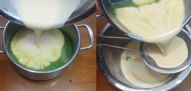 Bước 3 Pha bột Bánh bò lá dứa
