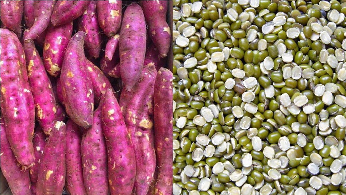 Nguyên liệu món ăn cháo khoai lang đậu xanh