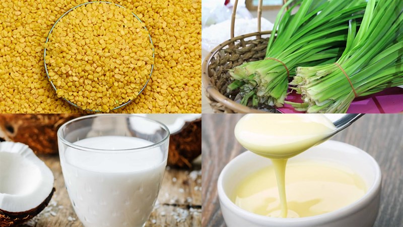 Nguyên liệu món ăn sữa đậu xanh lá dứa