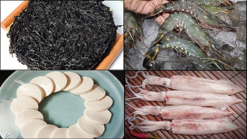 Nguyên liệu món ăn canh rong biển hải sản