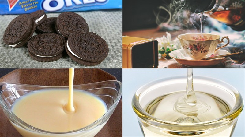 Nguyên liệu món ăn trà sữa cookie oreo, trà sữa sốt cookie oreo