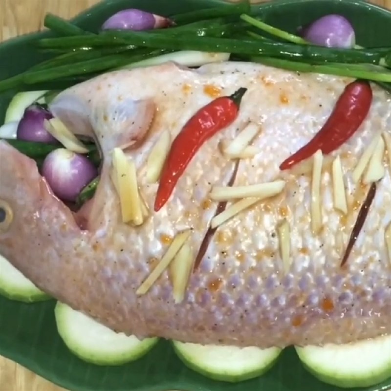 Bước 4 Hấp cá Cá diêu hồng hấp bầu