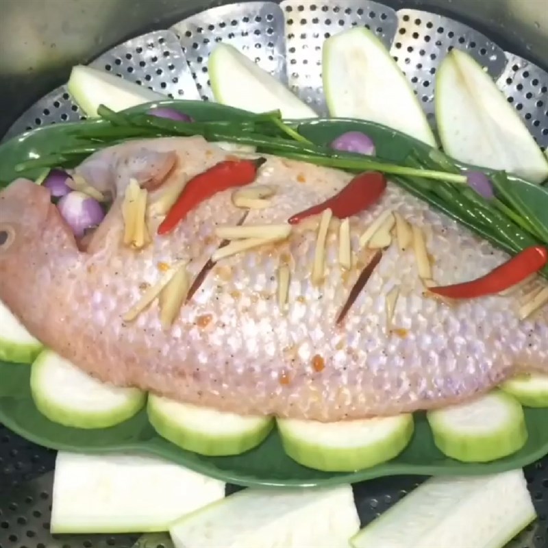 Bước 4 Hấp cá Cá diêu hồng hấp bầu