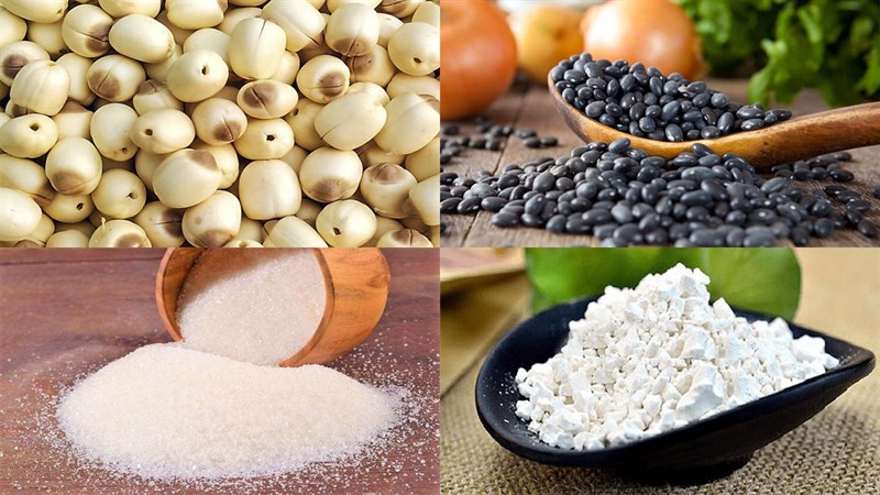 Nguyên liệu món ăn chè hạt sen đậu đen