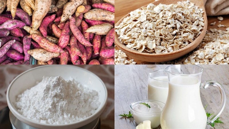 Nguyên liệu món ăn bánh khoai lang yến mạch