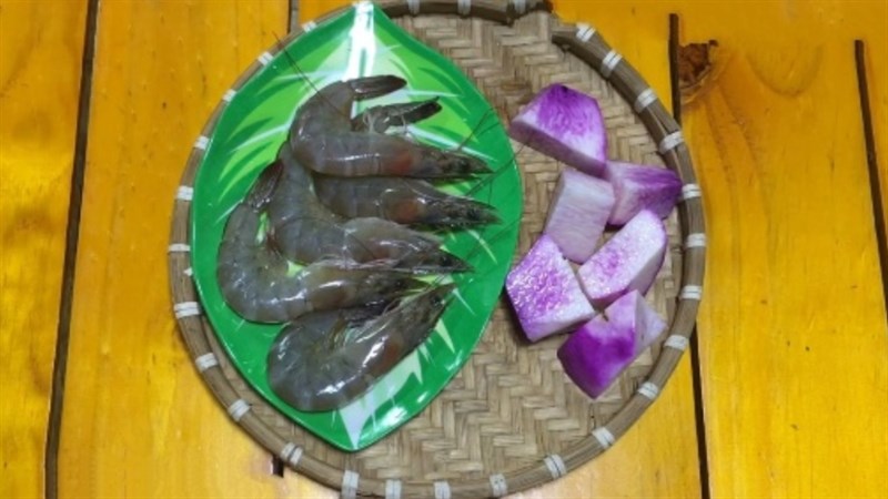 Nguyên liệu món ăn cháo tôm khoai lang, cháo tôm khoai mỡ