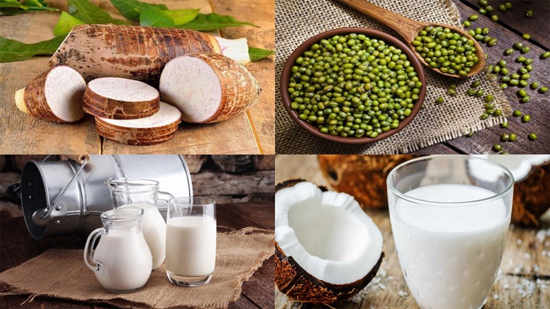 Nguyên liệu món ăn chè khoai môn đậu xanh