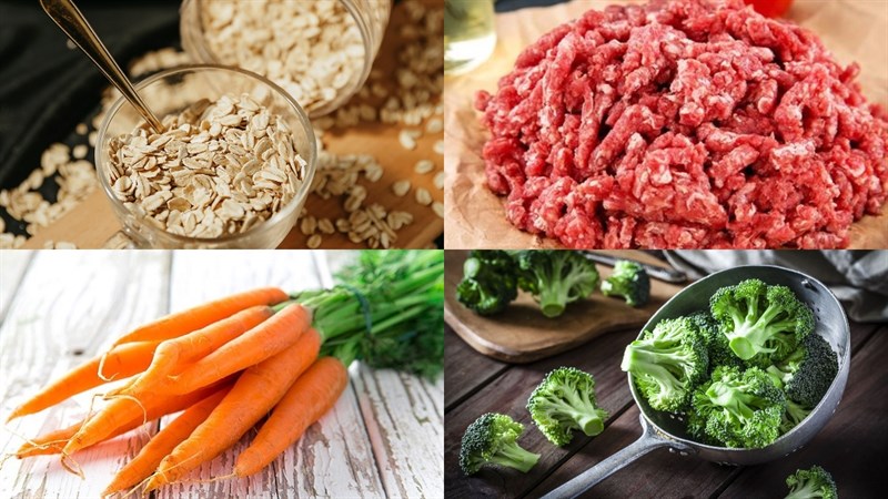 Nguyên liệu món ăn cháo yến mạch thịt bò