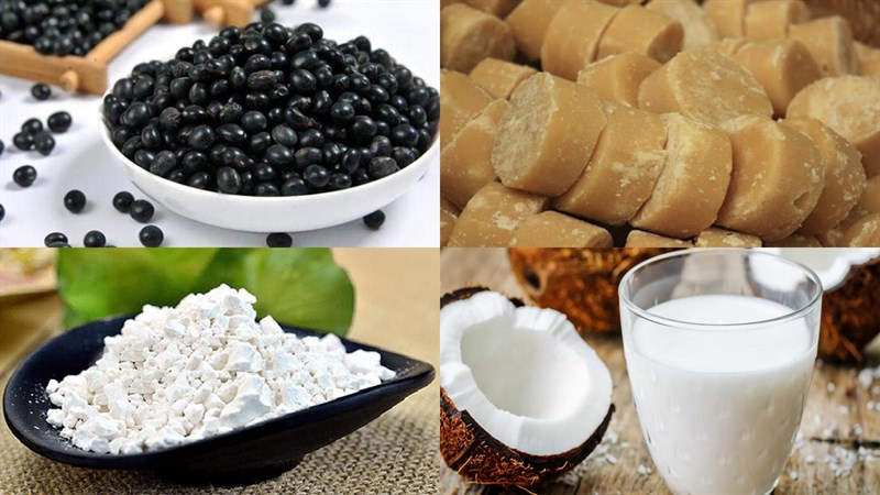 Nguyên liệu món ăn chè đậu đen với bột sắn dây