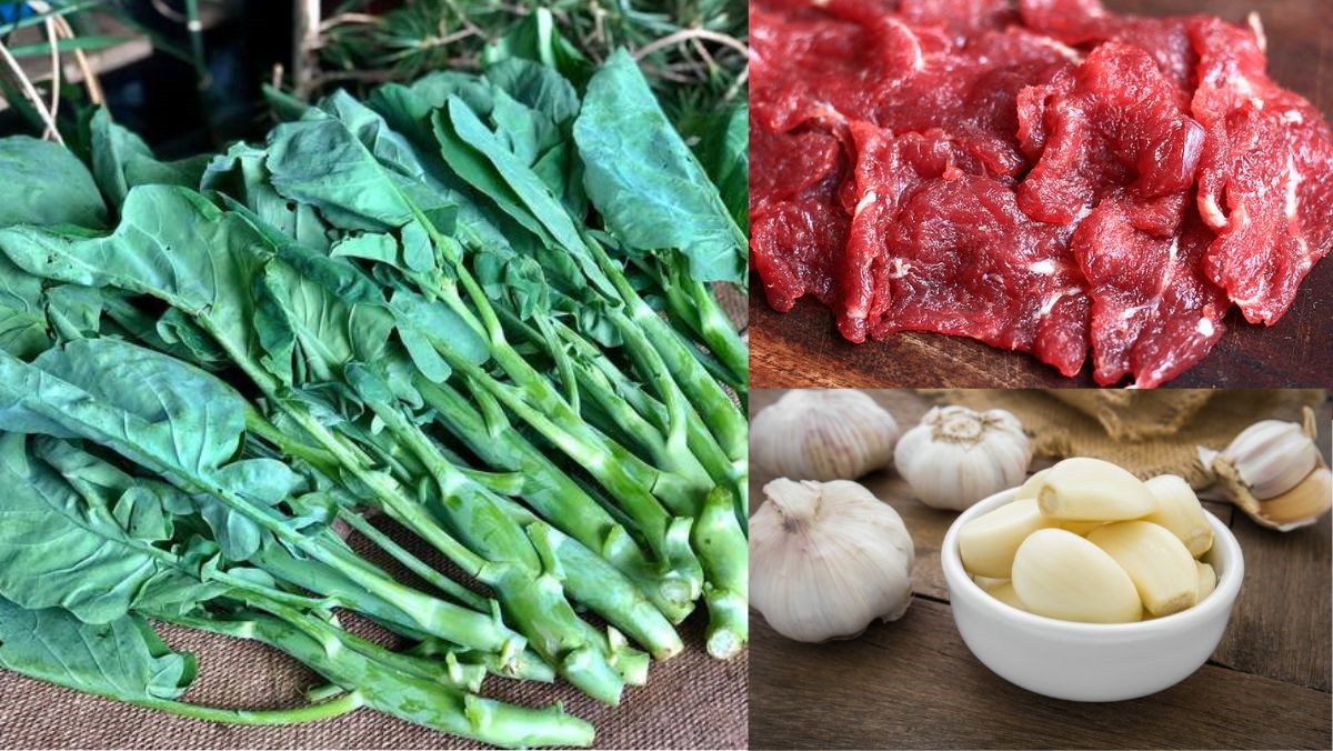 Nguyên liệu món ăn rau làn xào tỏi