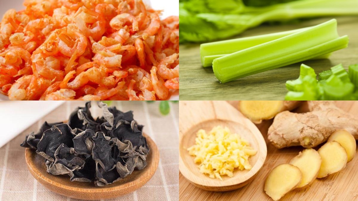 Nguyên liệu món ăn salad tôm cần tây
