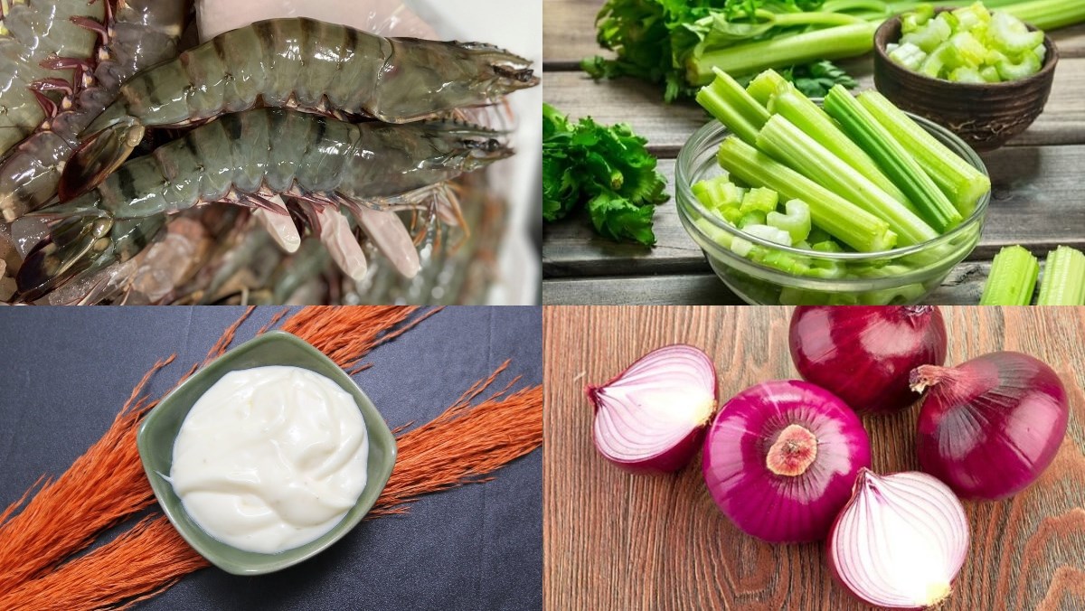 Nguyên liệu món ăn salad tôm cần tây