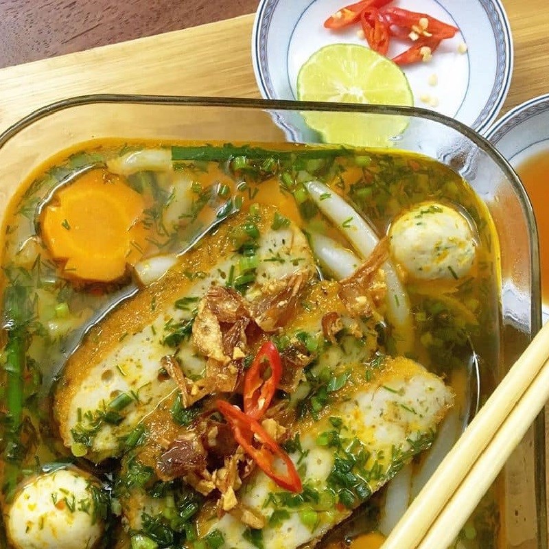 Bước 6 Thành phẩm Bánh canh gõ gáo dừa chả cá lăng
