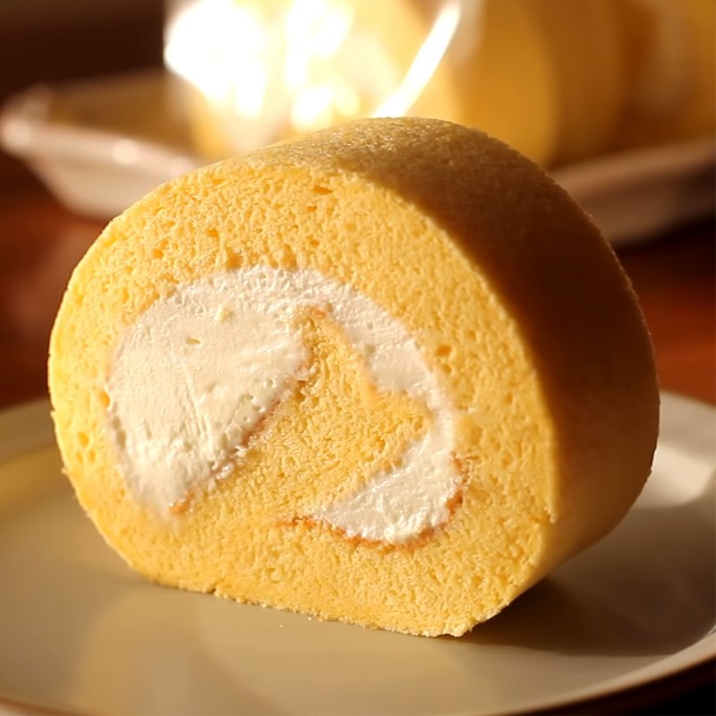 Bước 8 Thành phẩm Bánh chiffon cuộn kem