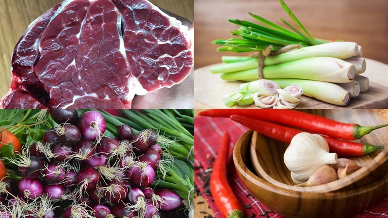 Nguyên liệu món ăn thịt trâu hấp sả