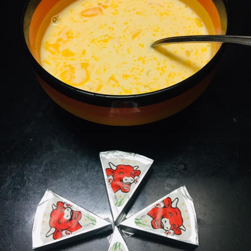 Bước 1 Trộn phần nhân phô mai Rau câu phô mai đậu biếc