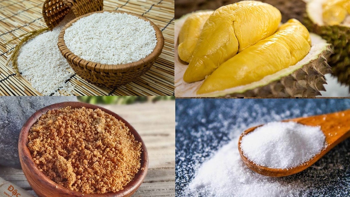 Nguyên liệu món ăn xôi sầu riêng bằng nồi cơm điện