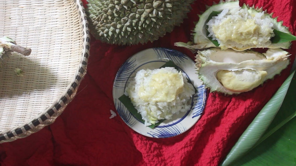 Xôi sầu riêng nước cốt dừa bằng nồi cơm điện