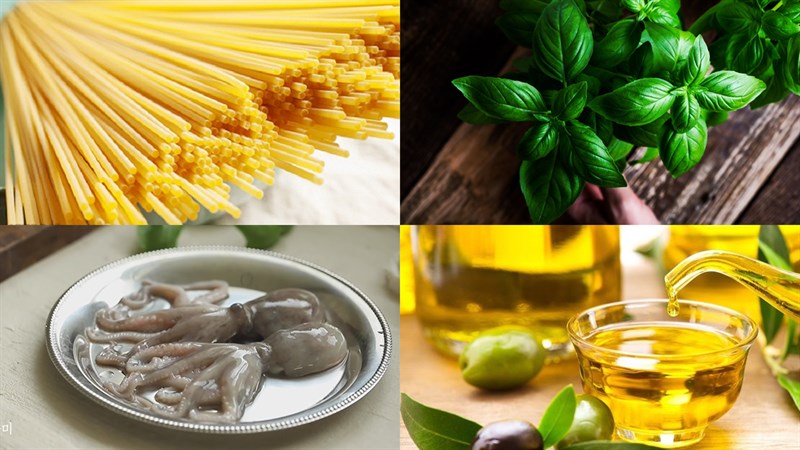 Nguyên liệu món ăn mì ý dầu tỏi aglio e olio