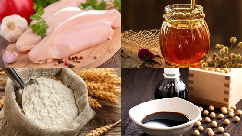 Nguyên liệu món ăn ức gà sốt phô mai và mật ong